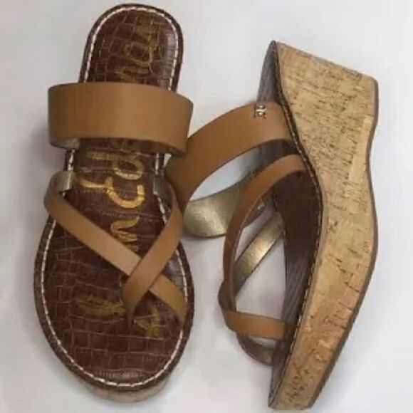 Sam Edelman Rayna Leather Slip On Platform Sandals, Saddle, Size 9.5 - Picture 1 of 12